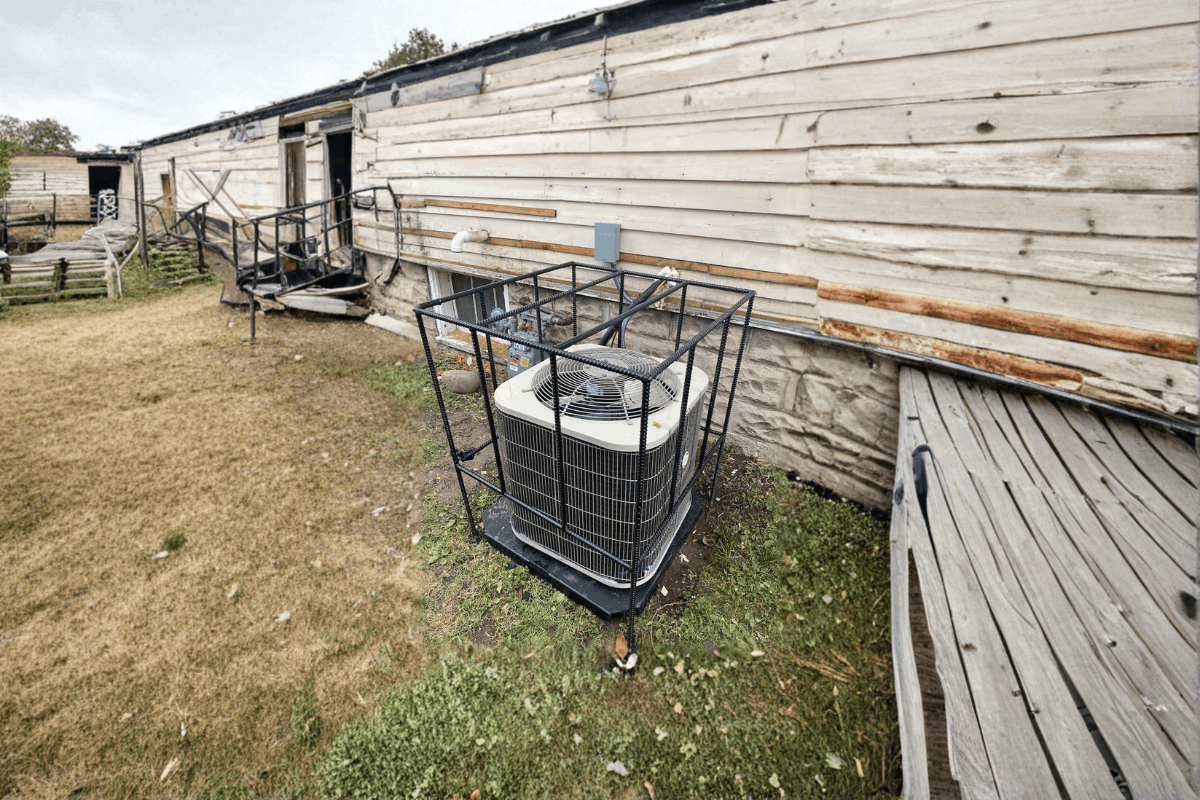 Outdoor AC condenser unit installation by Bowers Heating & Cooling in Indianapolis